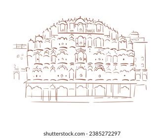 Hawa Mahal Jaipur India Vector Sketch Stock Vector Royalty Free