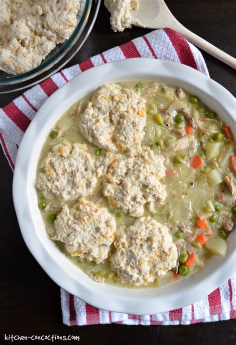 Turkey Pot Pie With Cheddar Herb Biscuit Topping Kitchen Concoctions