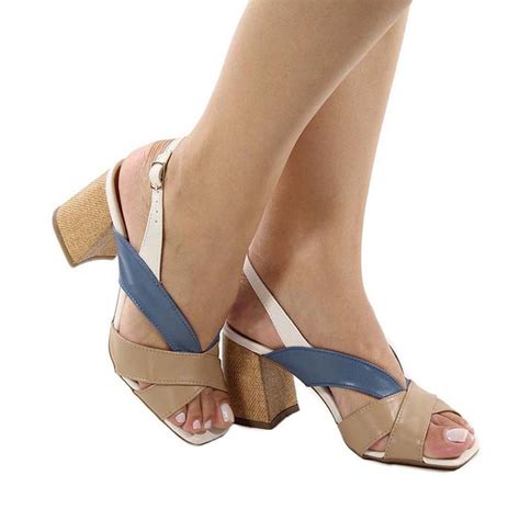 Sand Lia Feminina Azul Branca E Nude Tran Ada Sapatos Femininos