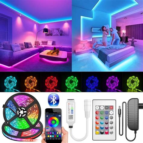 Bluetooth LED Strip Lights RGB 5050 SMD Flexible Ribbon Waterproof RGB