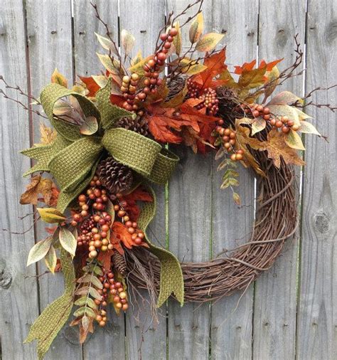 Fall Wreath Fall Berry Wreath Fall Leaf Wreath Fall Pumpkin Bow