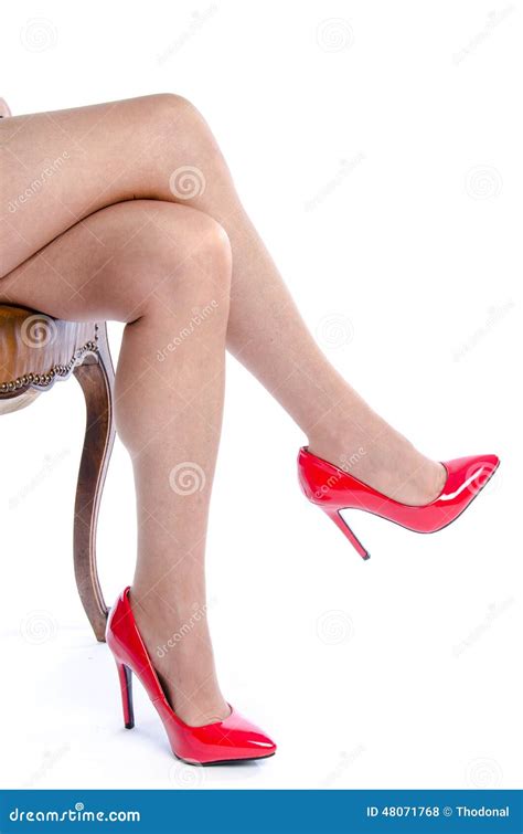 Woman Wearing Red High Heel Shoes Stock Photo Image Of Shoes