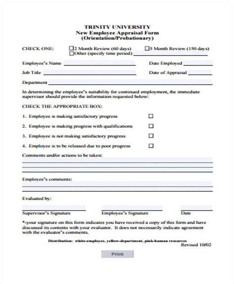 Free 12 Sample Employee Appraisal Forms In Pdf Word Excel