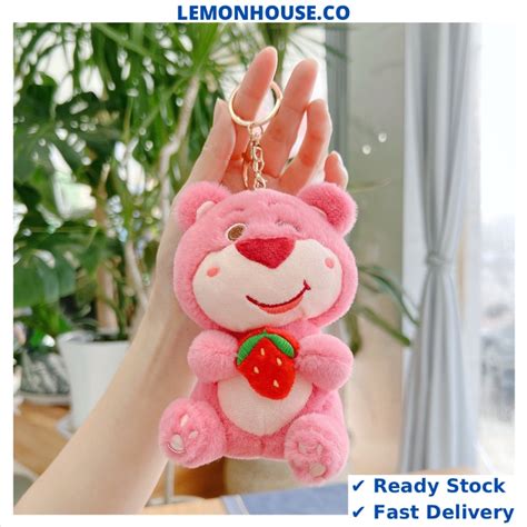 Ready Stock Cm Disney Strawberry Bear Lotso Keychain Creative Plush