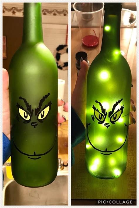 Evil Grinch Wine Bottle Wine Bottle Crafts Christmas Wine Bottle Diy