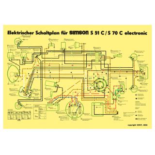 Simson Schaltplan Farbposter 40x57cm S51C S70C 6V Elektronic Elektro