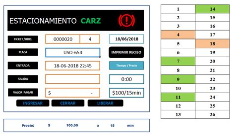 Mini Aplicaciones En Excel Control De Estacionamiento En Excel