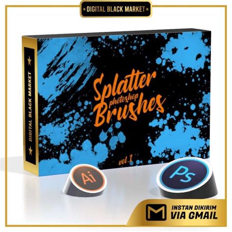 Jual Splatter Stamp Photoshop Brushes Vol Di Seller Digital Black