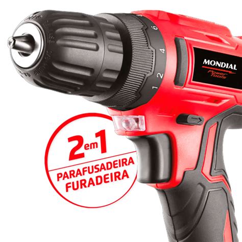 Furadeira Parafusadeira Bateria 12v 3 8 C Acessórios Mondial Rocfer