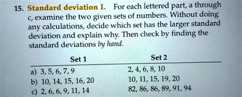 SOLVED 15 Standard Deviation I For Each Lettered Part A Through