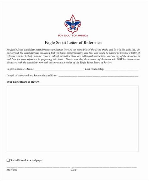 Eagle Scout Reference Letter Template