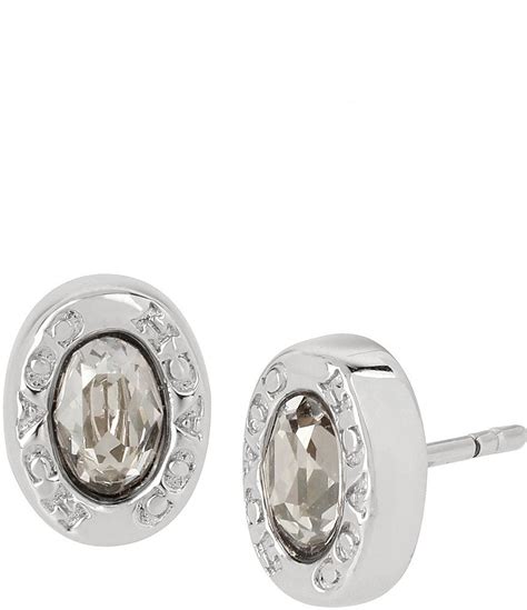 Coach Signature Logo Crystal Stud Earrings Dillards
