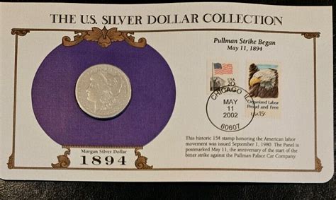 O Morgan Silver Dollar Us Postal Commemorative Stamp Set Rare