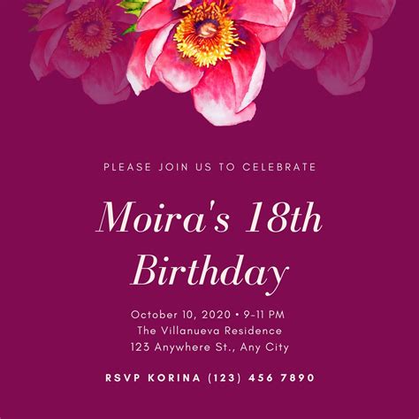 Free Printable 18th Birthday Invitation Templates Canva