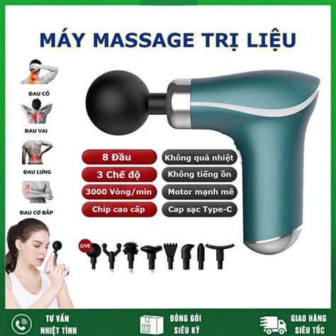 Mua Máy massage cầm tay 8 đầu đấm lưng matxa vai cổ gáy 3 chế độ súng