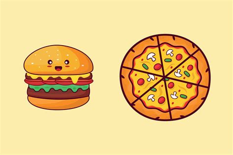 velozes Comida hamburguer pizza desenho animado estilo ilustração