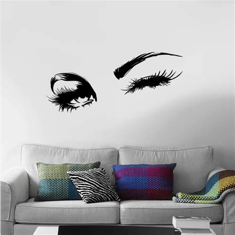 Sexy Wall Decal Beautiful Charming Eyes Lashes Wink Decor Art Mural Vinyl Decal Stickers