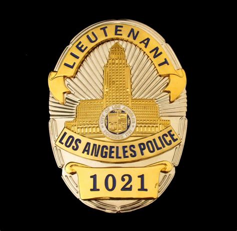 Lapd Los Angeles Lieutenant Police Badge Replica Movie Props No 1021 Coin Souvenir