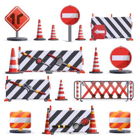 A Collection Of Images Of Traffic Cones And Signs Including One That