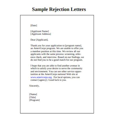 Free 11 Sample Job Rejection Letter Templates In Word Pdf