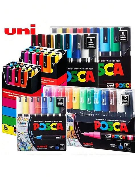 Ensemble De Marqueurs De Peinture Uni POSCA PC 1M 3M 5M En Emballage