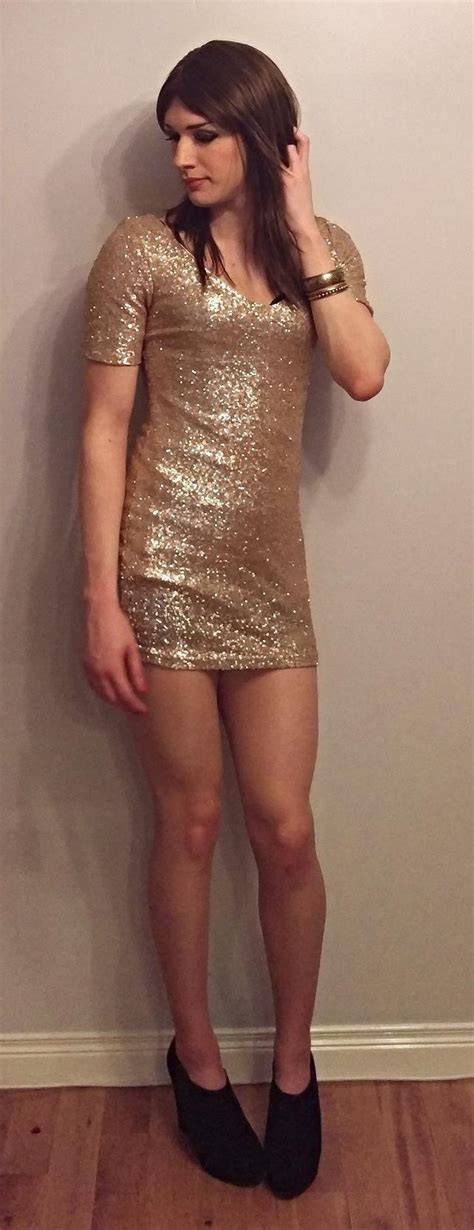 Crossdresser Gold Sequin Mini Dress Tumblr Pics