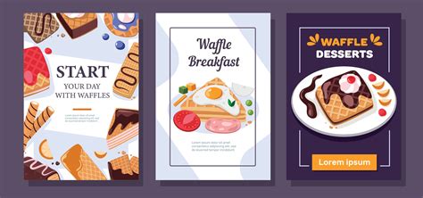 Waffle Breakfast Flyer Cafe Bakery Advertising With Delicious Belgian