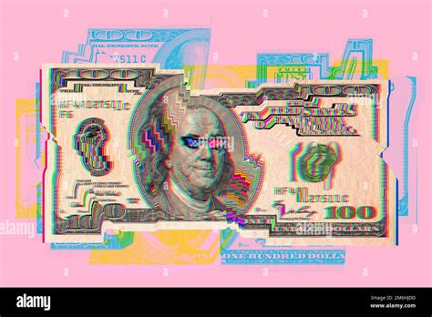 Collage With One Hundred Dollars Banknote In Surreal Style Modern