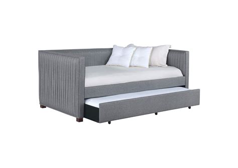 Brodie Upholstered Twin Daybed With Trundle Grey