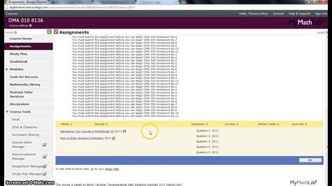 MyMathLab Navigation And Complete Assignments Link YouTube
