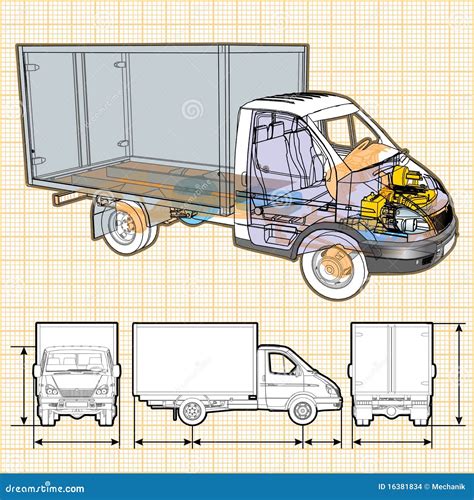 Vektoranlieferung Ladung Lkw Infographics Cutaway Vektor Abbildung