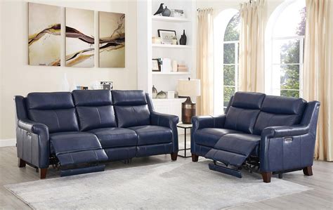 Navy Blue Reclining Sofa Baci Living Room