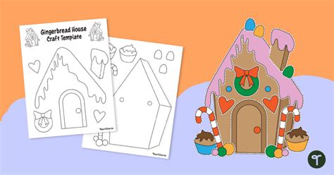 Christmas Gingerbread House Craft Template Teach Starter