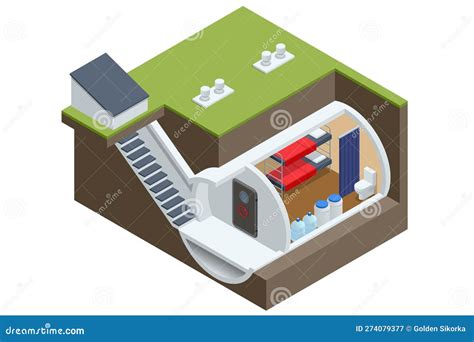 Isometric Concrete Bomb Shelter, Bunker, Bombproof Shelter, Air-raid ...