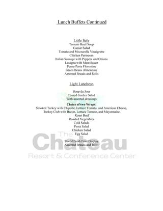 Chateau Banquet Menus PDF