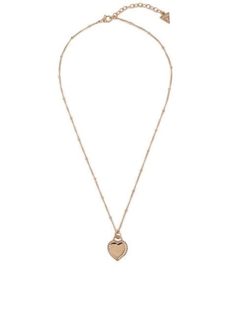 Guess Fine Heart Collar Con Dije Rosa De Oro Compra A Precios De Outlet