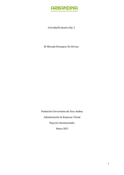 El Mercado Extranjero De Divisas Actividad Evaluativa Eje El