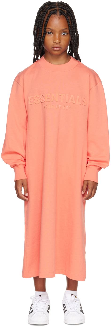 Kids Pink Logo T Shirt Dress By Fear Of God Essentials On Sale