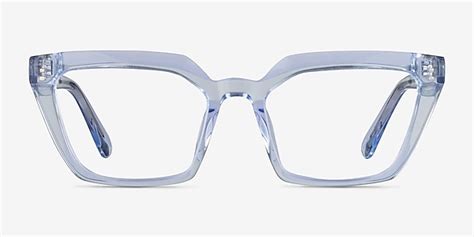 Caitlin Square Crystal Light Blue Full Rim Eyeglasses Eyebuydirect