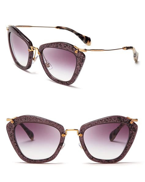 Lyst Miu Miu Glitter Noir Cat Eye Sunglasses In Purple