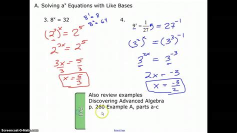 Solving Simple Exponential Equations Youtube