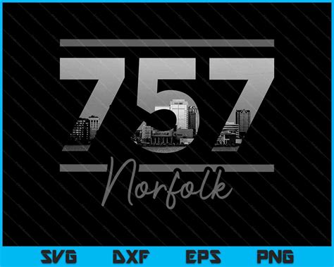 Norfolk 757 Area Code Skyline Virginia Vintage SVG PNG Files ...