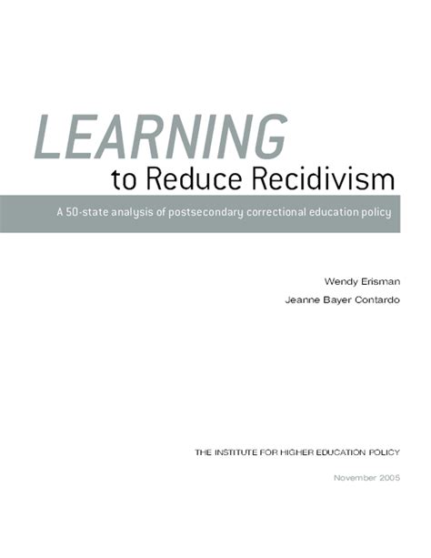 Pdf Learning To Reduce Recidivism A 50 State Analysis Of