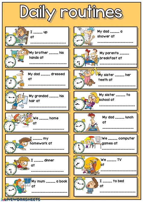 Worksheet De Rutinas Diarias En Ingles Actividades Diarias O