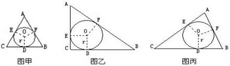 为了探究三角形的内切圆半径r与周长l 面积s之间的关系 在数学实验活动中 选取等边三角形和直角三角形进行研究 ⊙o是 Abc的内切圆 切点分别