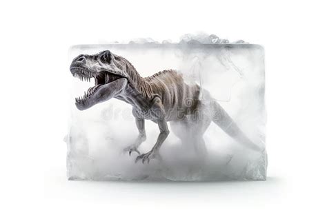 Frozen Terrible Giant Dinosaur In An Ice Cube The Concept Of Cloning