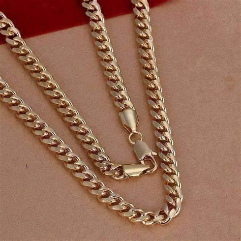 18k Gold Plated Mens Cuban Curb Link Chain Necklace Feshionn Iobi