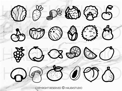 65 Doodle Fruit And Veggie Svg Bundle Cute Kawaii Fruit And Veggie Clip