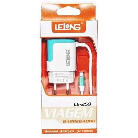 Carregador De Parede Lelong 2xusb Tipo C 2 4a Le 259p