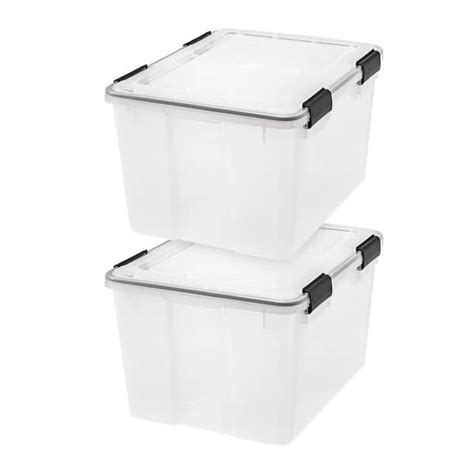 Iris 46 Qt Weathertight Storage Box In Clear 2 Pack 586358 The